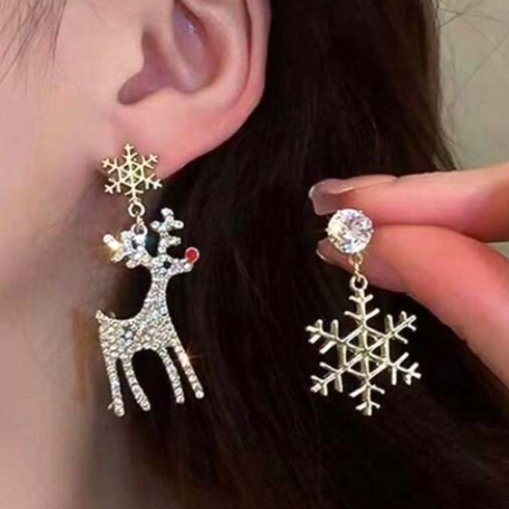 3for$20 1pair Unique Christmas Deer & Snowflake Rhinestone Pendant Earrings